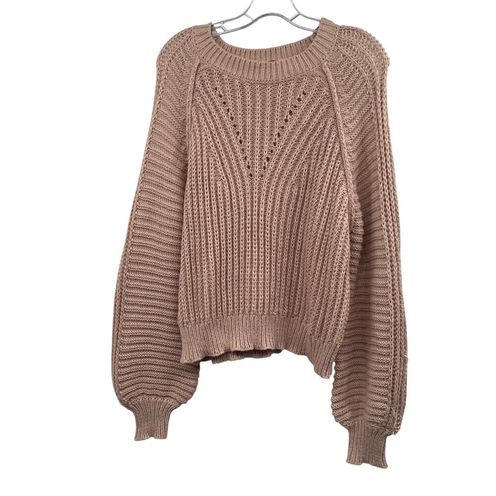 Hailey & Co Women's Knit Pullover Sweater Long Sleeve Tan Size Small